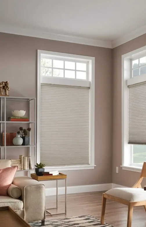 Roller blinds in a living room