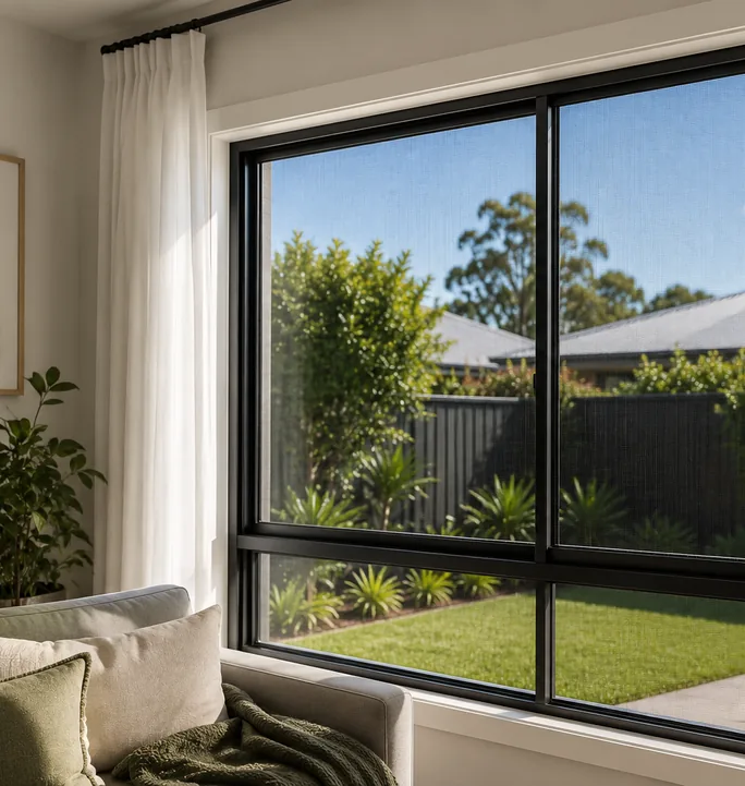 Fixed screen on a large living room window