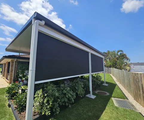 Zip screen outdoor blind on a pergola