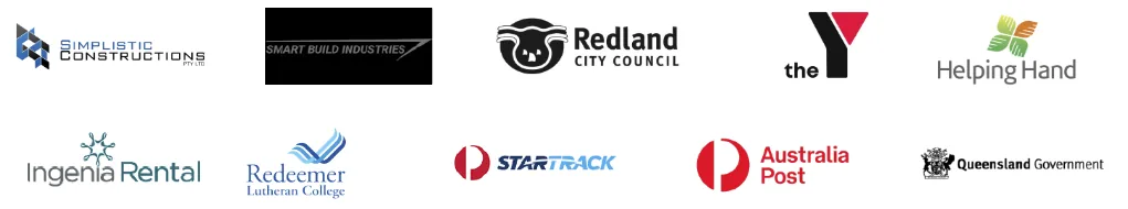 Logos of clients including builders, councils and businesses