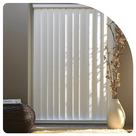 White vertical blinds across a window