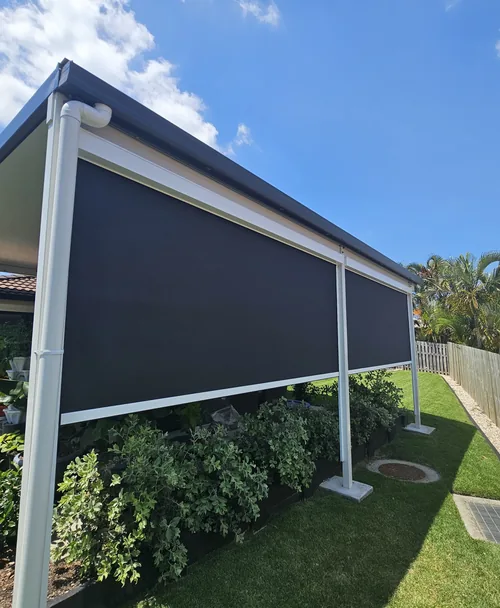 Zip screen outdoor blind on a pergola