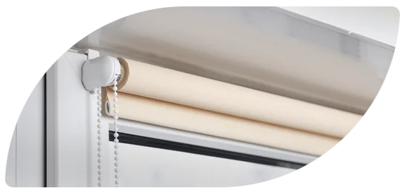 Roller blind brackets and fabric roll detail