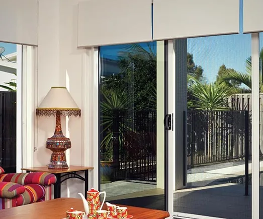 SecureView security screen doors opening onto a patio