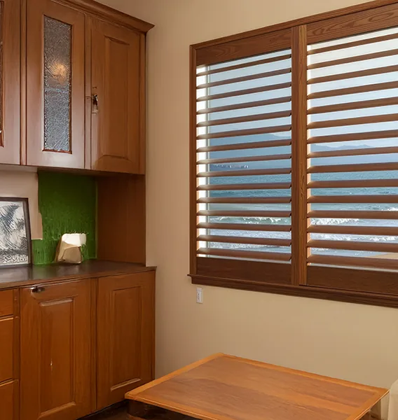 Timber plantation shutters in a kitchen