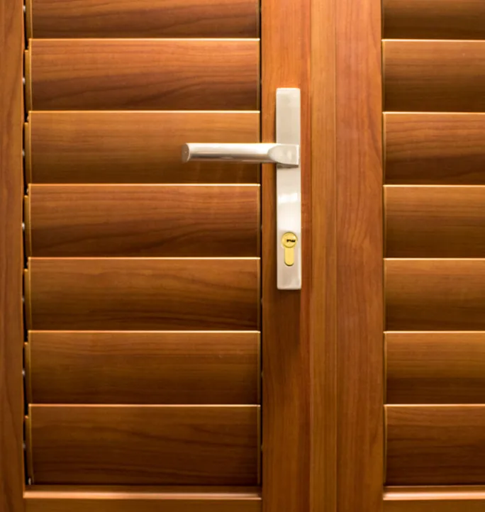 Timber shutter door with handle