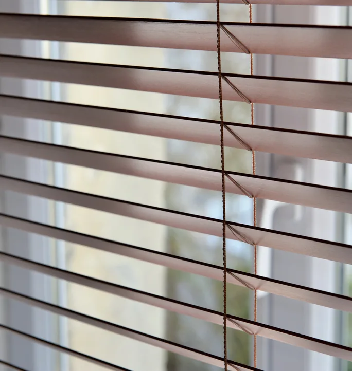 Aluminium Venetian blind slats close-up