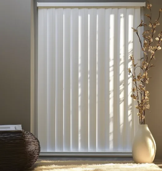 White vertical blinds on a window