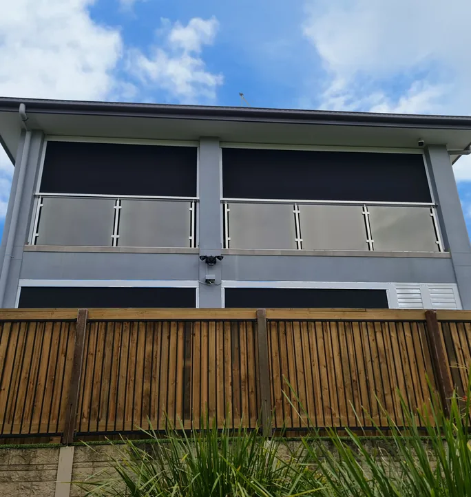 Zip screens on an upstairs balcony